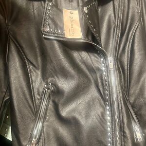 COWBOY CARTER READY! Faux Leather Studded Women Moto Jacket x-small NWT